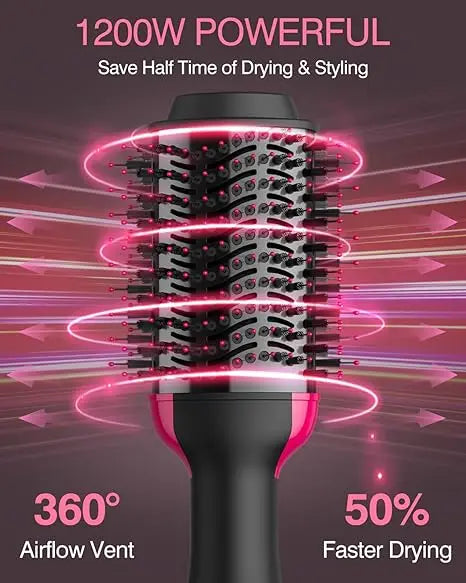 Majestic Wave 4-in-1 - Straightening Brush for Straight Curly Professional Hair Dryers
