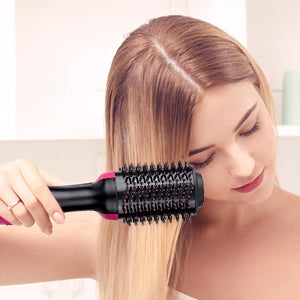 4-in-1 hot air brush styling comb with one-step heating, designed for straightening, curling, drying, and volumizing hair for a salon-quality finish