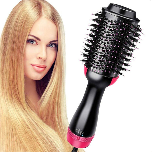 4-in-1 hot air brush styling comb with one-step heating, designed for straightening, curling, drying, and volumizing hair for a salon-quality finish