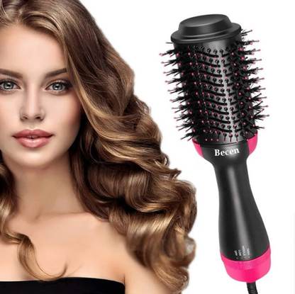 4-in-1 hot air brush styling comb with one-step heating, designed for straightening, curling, drying, and volumizing hair for a salon-quality finish