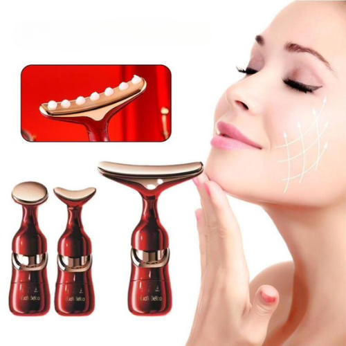 3-in-1 face massager with microcurrent technology for facial, neck, and eye rejuvenation, promoting skin tightening, wrinkle reduction, and a youthful glow.